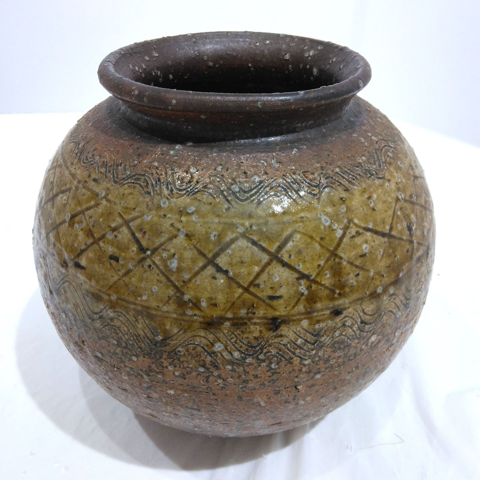 陶器 壺 銘あり 飾り壺 花器 民芸風 アンティーク風 A284 - メルカリ