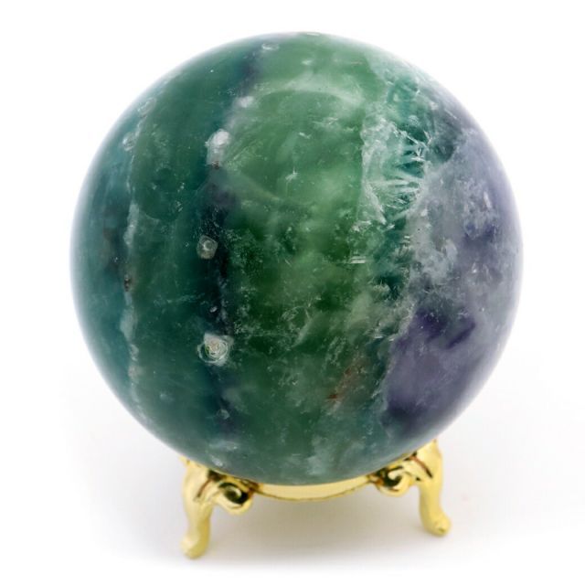 エンジェルフェザー フローライト 丸玉 直径 約59mm 台座付き 蛍石