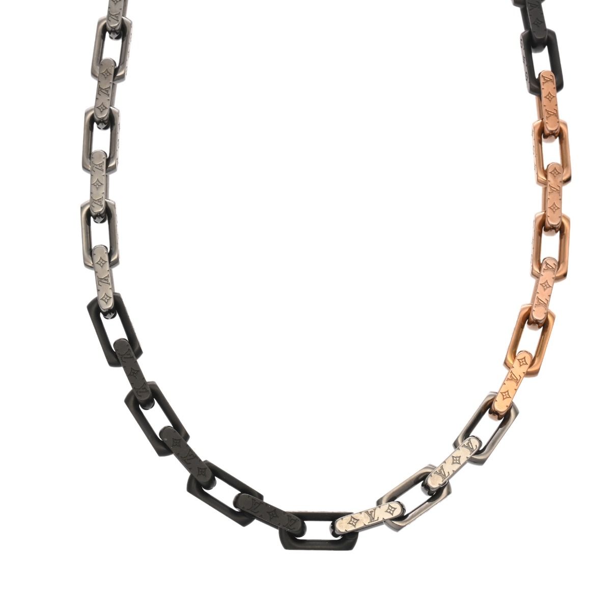 ルイヴィトン モノグラム コリエ チェーンネックレス シルバー ゴールド ブラック M01190 メンズ GP ネックレス