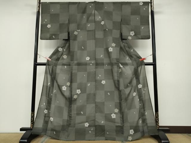 平和屋着物▽小紋　単衣　市松文様　洗える着物　AAAZ1609fy 平和屋着物▽小紋 単衣 市松文様 洗える着物 AAAZ1609fy