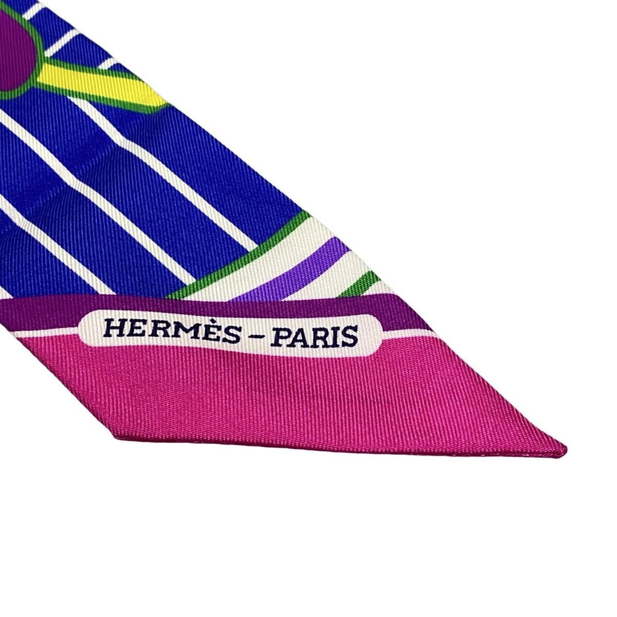 エルメス　カドリージュ・バヤデール フューシャ ツイリー　スカーフ HERMES(エルメス) スカーフ ツイリー フューシャ×ブルー