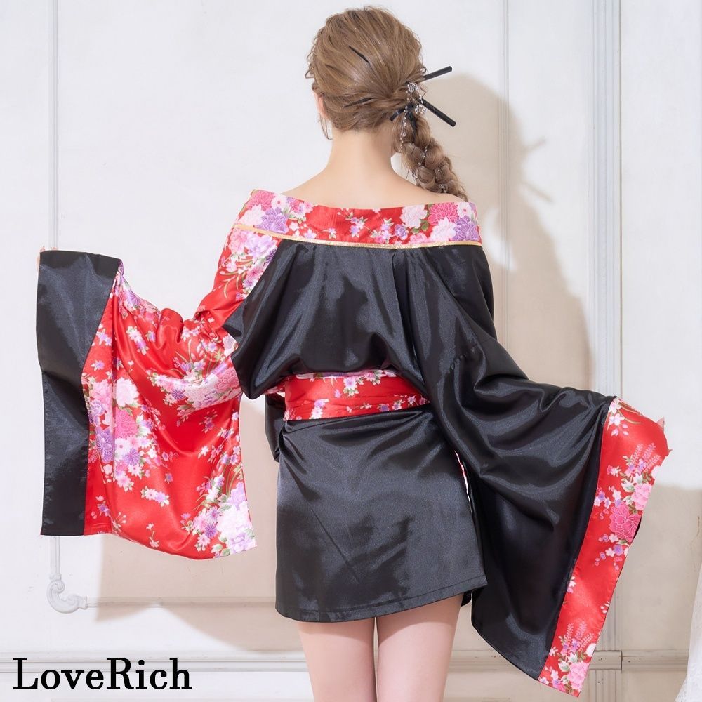 LoveRich ラブリッチ 【2点セット/5カラー】バイカラー 花柄 和柄