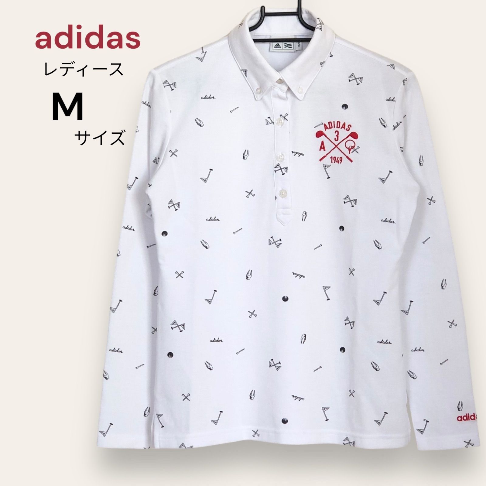 美品】 アディダス adidas ゴルフ 長袖シャツ Mサイズ レディース 