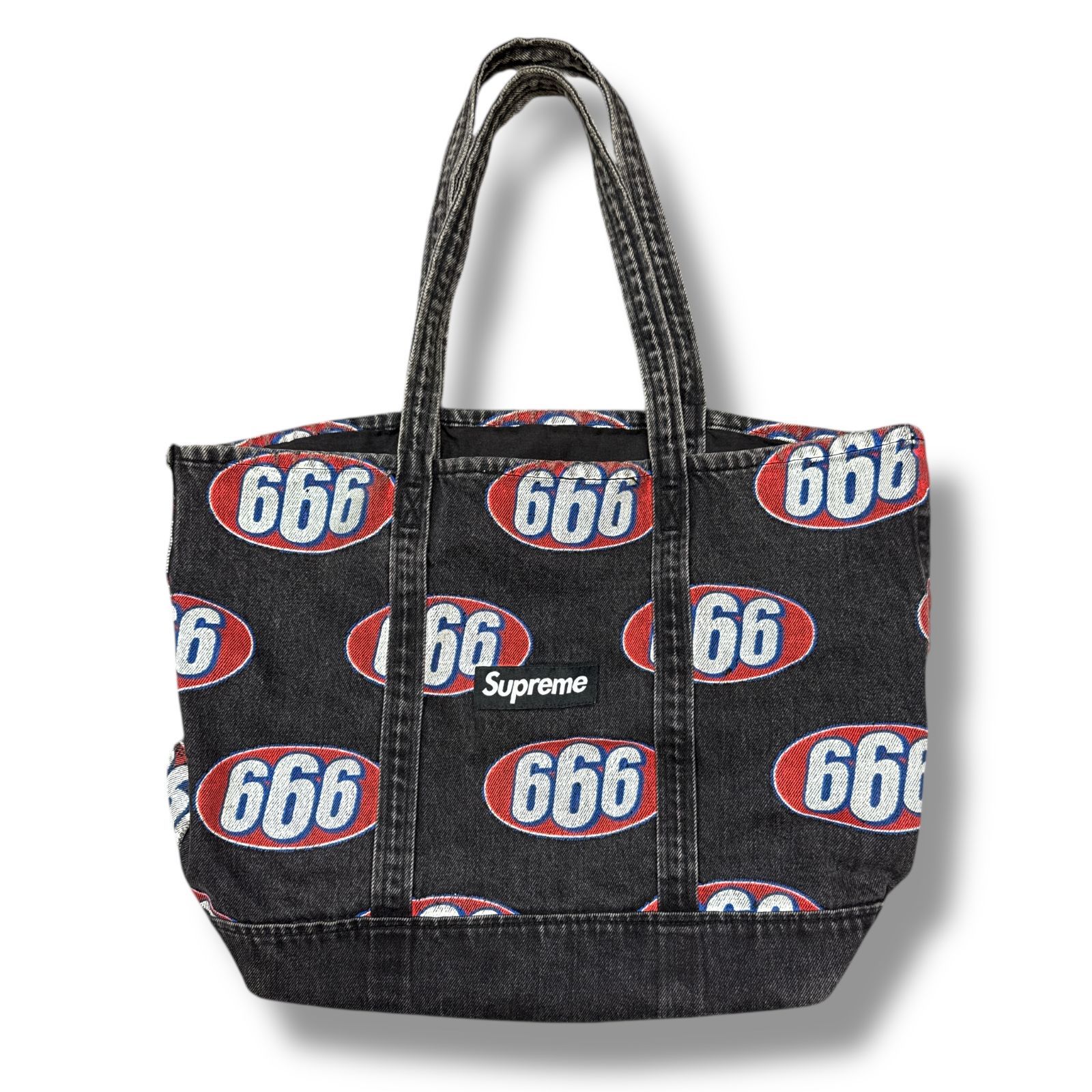 最終値下げsupreme 17ss 666 デニムトートバッグ Supreme 17SS 666 Denim Tote Bag デニムトートバッグ ボックス
