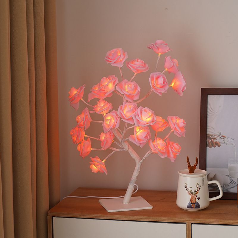 テーブルライト 置物 LED ツリー カラフルな蝶  美しい モダン USB充電 テーブルライト 置物 オブジェ LED ツリー カラフルな蝶が