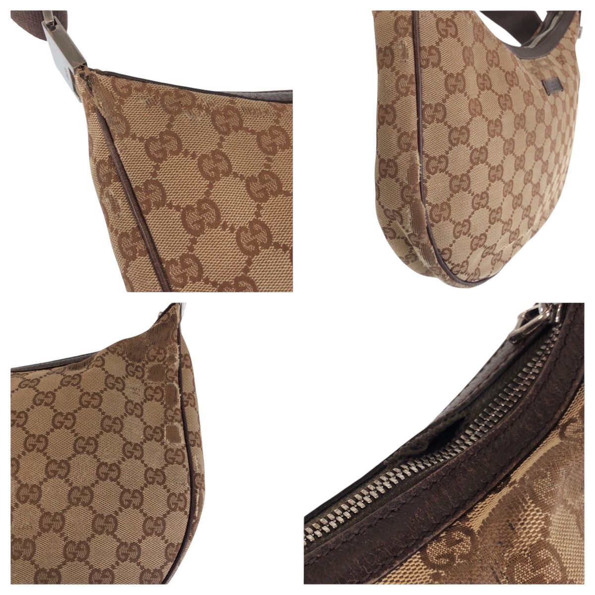 GUCCI グッチ ベージュ ブラウン シルバー金具 GGキャンバス 122790 