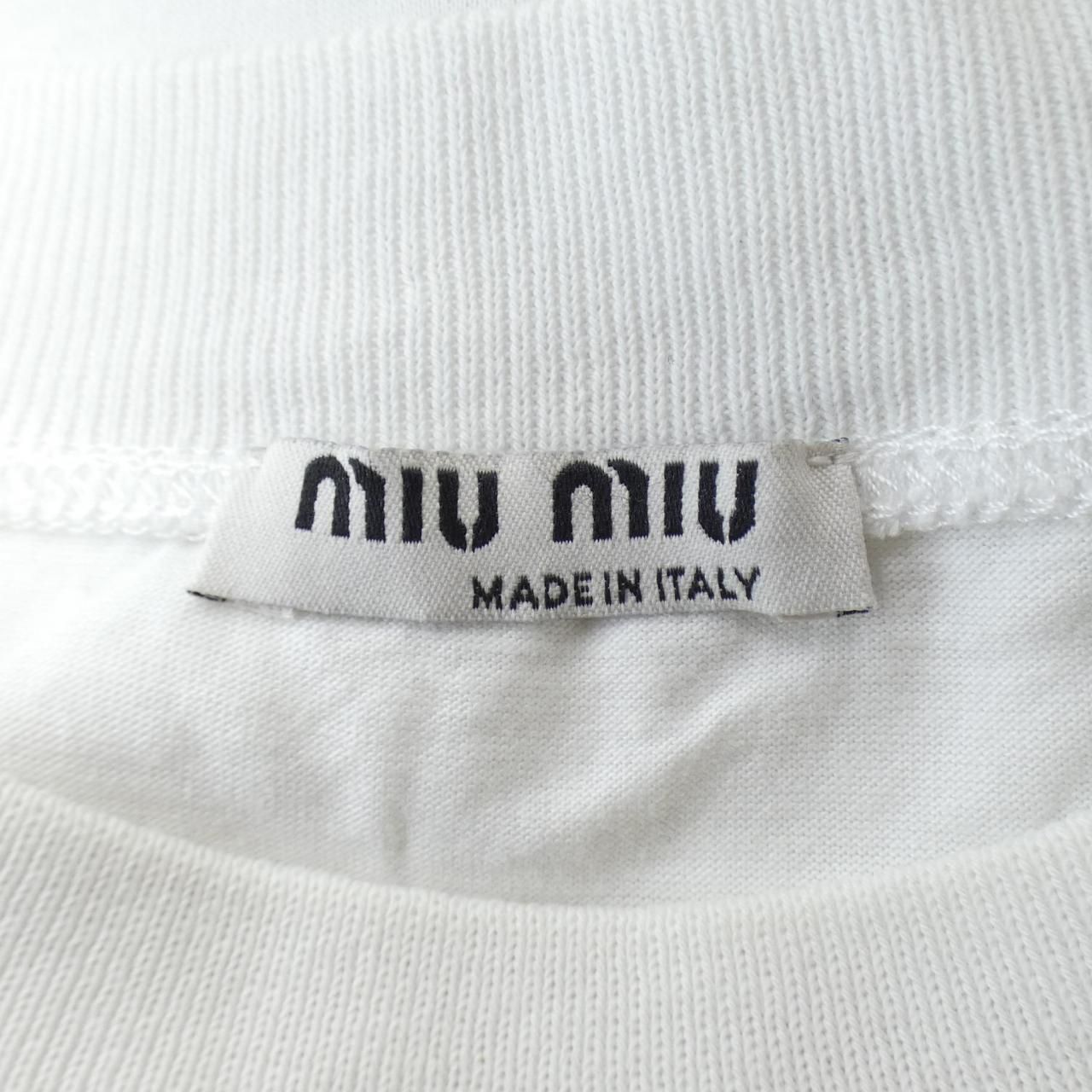 ミュウミュウ MIU MIU ロングスリーブTシャツ MJL720 ホワイト サイズ：S MIU MIU(ミュウミュウ) ロゴプリントロングTシャツ MJL862