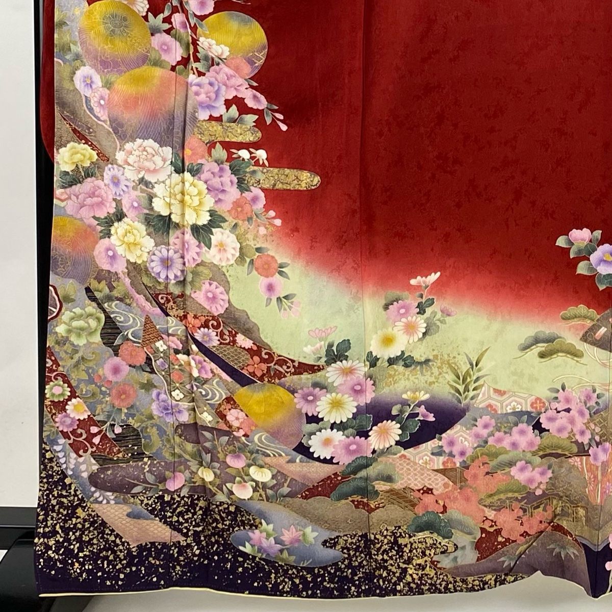 振袖 身丈165cm 裄丈68cm L 袷 翠山工房 落款あり 辻が花 金糸