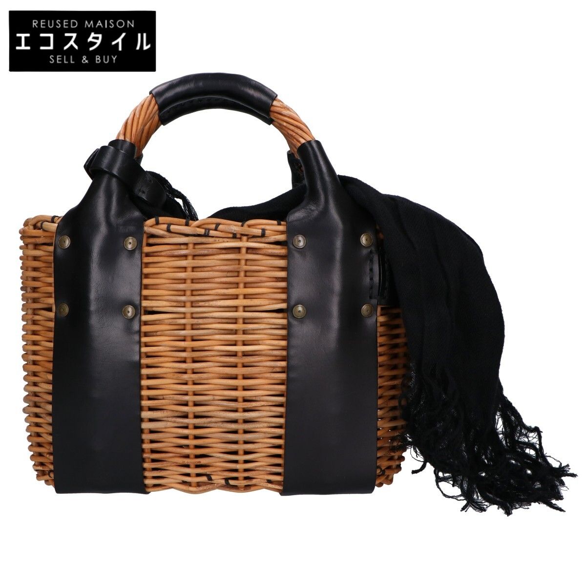 ebagos エバゴス 17AW 紅藤 x レザー オイルショルダー かごバッグ