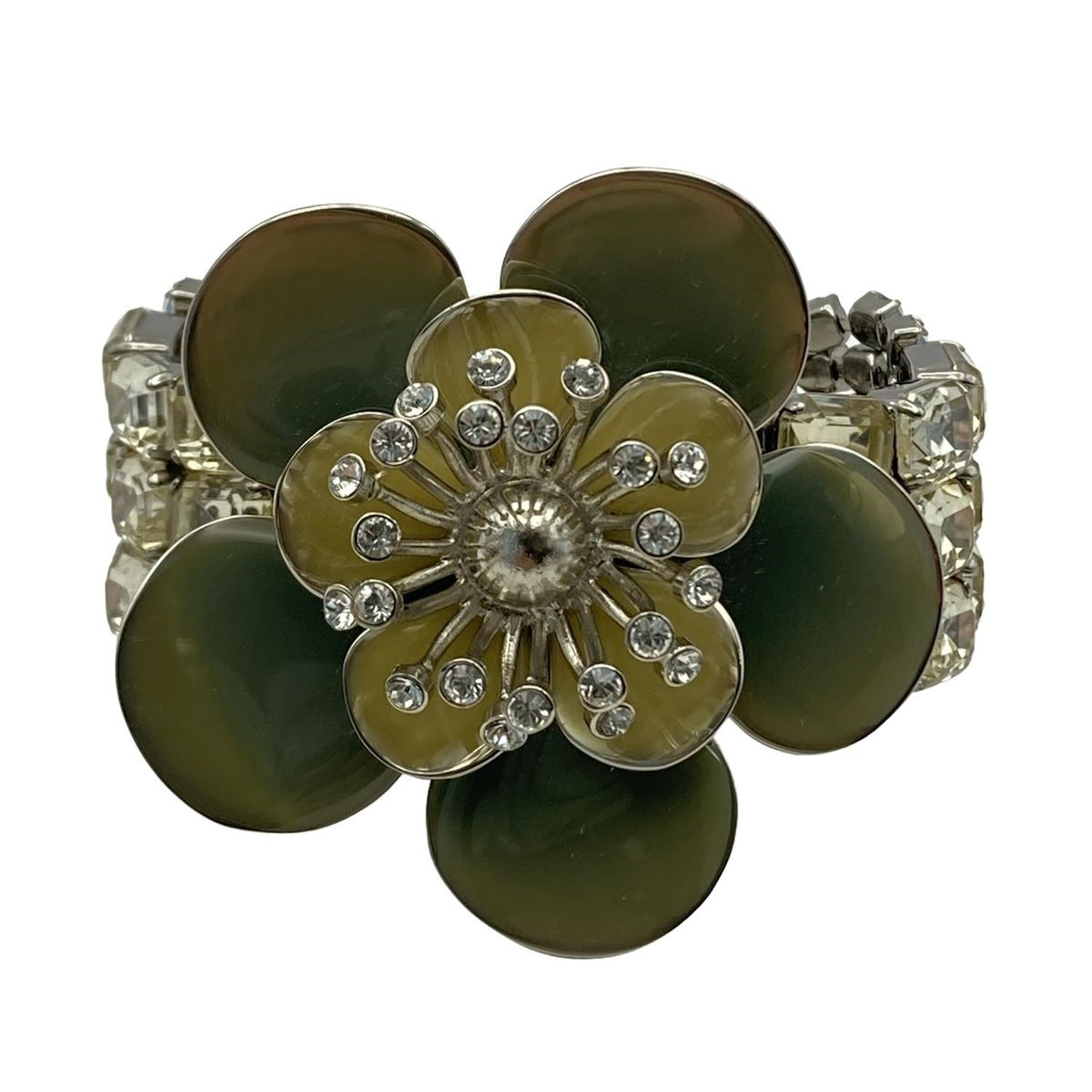 極美品⭐️ miu miu フラワー　ブレスレット　ビジュー　パーティー　花 楽天市場】極美品☆MIUMIU ミュウミュウ ビジューフラワー