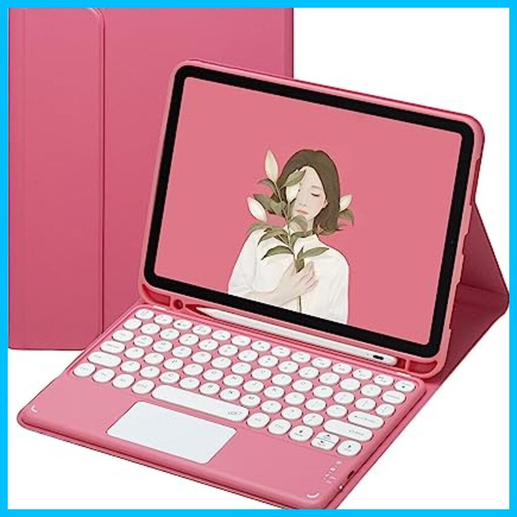 iPadキーボードケース 10.2インチ タッチパッド付カバー ピンク 新品