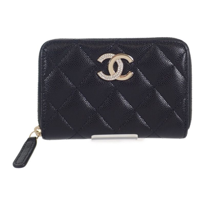 CHANEL】ジップ付コインパース コインケース グレインカーフ CHANEL】ジップ付コインパース コインケース グレインカーフ