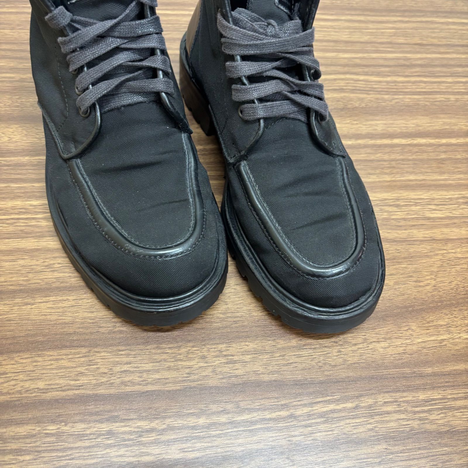 b)GUCCI グッチ トレッキング ブーツ ブラック約26.0cm 114 0152 表記 