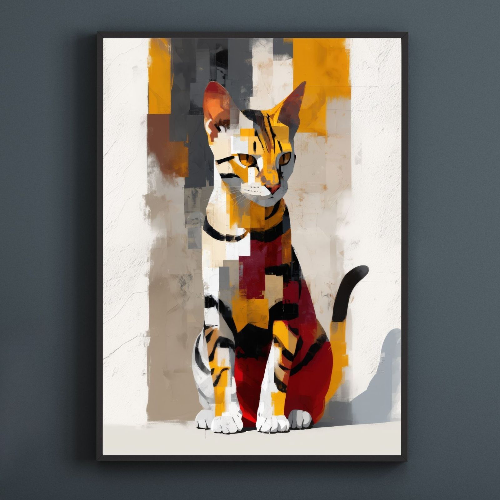 Color Symphony Bengal Cat ベンガルキャット 幾何学 抽象画 アート モダン 北欧風 インテリア うちの子記念日 ペットロス アートポスター 猫の絵 猫のイラスト