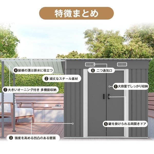 物置 屋外 大型物置 大型倉庫 サイドオーニング付き 戸外収納庫 物置 引き戸 換気口付き 床なし 防水 耐侯 収納 頑丈 大容量 スチール 爆買