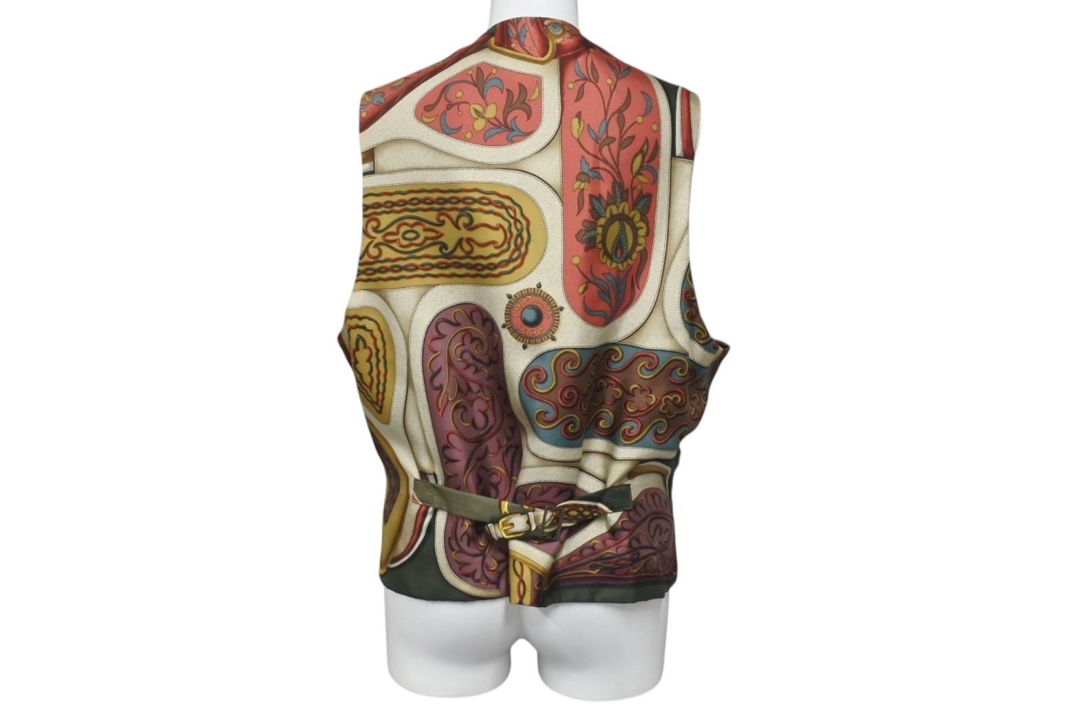 HERMES エルメス ベスト サイズ50 レザー ラムスキン シルク ブラウン  