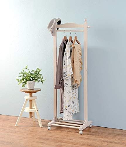 【在庫処分】萩原(Hagihara) ハンガーラック コートラック コートハンガー キャスター付き 【収納力と使いやすさの両立】 衣類収納 天然木 木製 ホワイト 幅60cm VR-7237WS