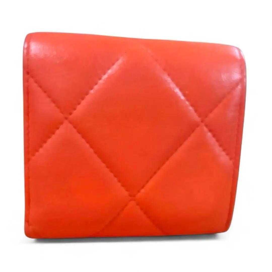 人気色・希少】CHANEL ディズヌフ 三折り財布 ラムスキン オレンジ系