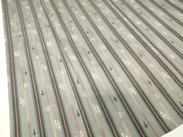 人気商品！ 平和屋着物▽上質な紬 単衣 燕絣間道 正絹 DAAV5798az