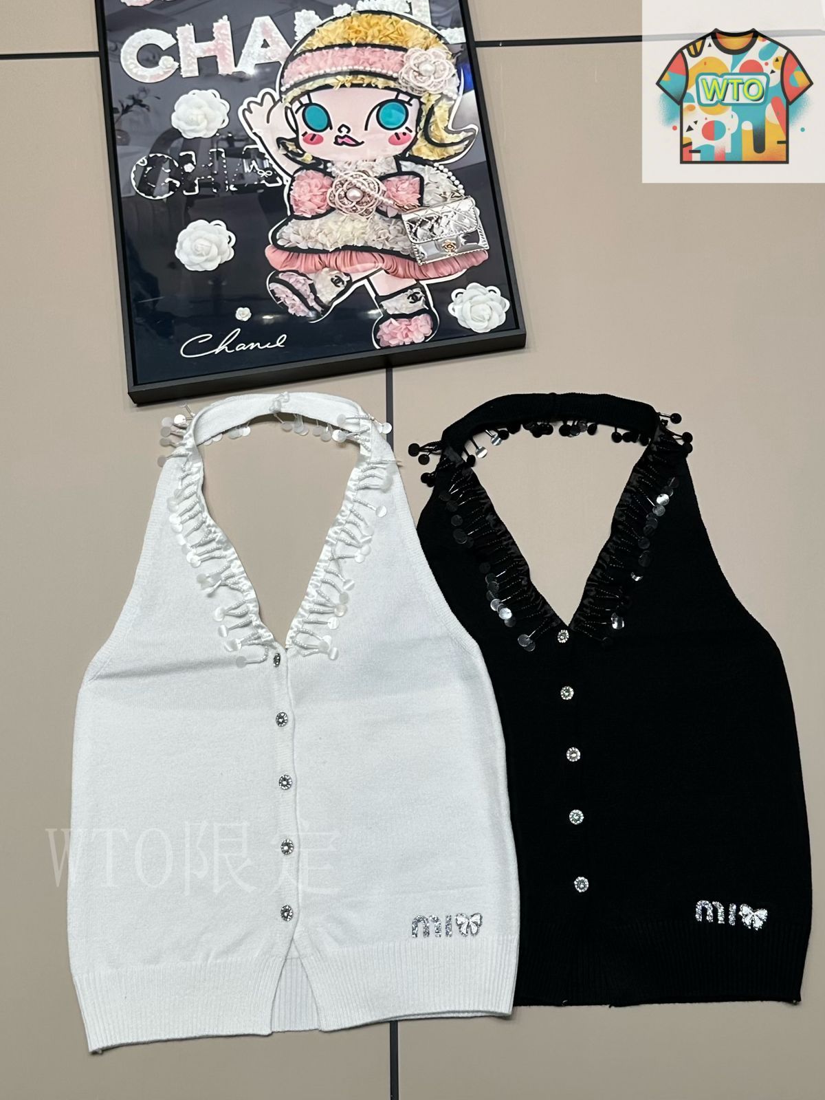 今日特価】Miu Miu 25 夏季新款 ネックレス型ニットベスト