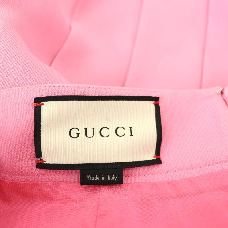 グッチ GUCCI プリーツスカート ひざ丈 シルク ウール混 36 XS