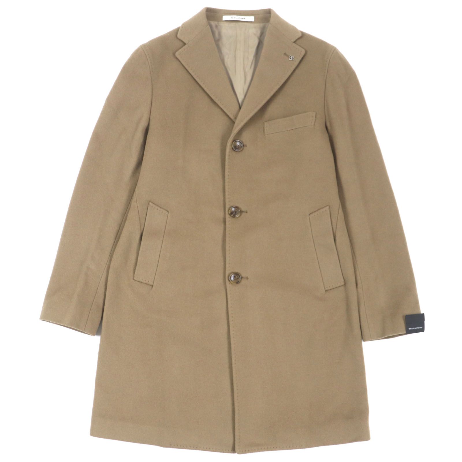 未使用品TAGLIATORE タリアトーレ CSBL13X カシミヤ キュプラ ラペルピン付き シングル チェスターコート ベージュ 44 ハンガー付き イタリア製 正規品 メンズ