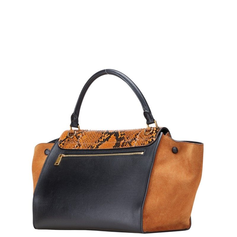 セリーヌ トラペーズ ハンドバッグ ショルダーバッグ 2WAY ブラック ブラウン レザー パイソン レディース CELINE 1-0223570