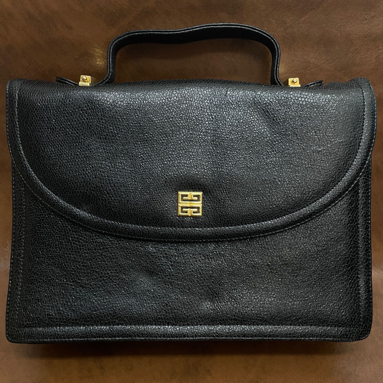 N 処分価格【ヴィンテージ】ジバンシー GIVENCHY レザー 2Way バッグ 