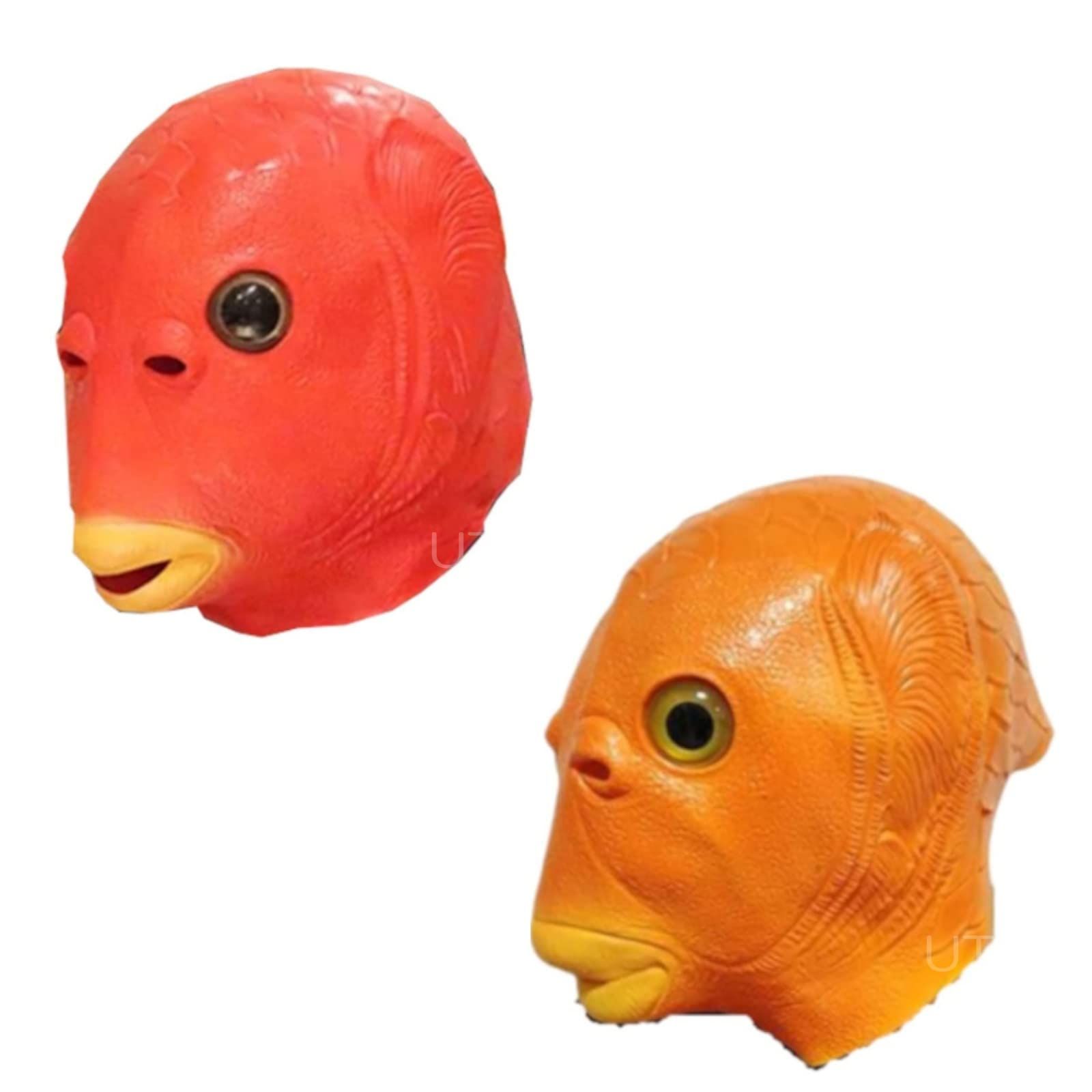 [UTST] 半魚人 コスプレ おもしろマスク お面 かぶりもの ジョークグッズ おもしろ ハロウィーン パーティ 仮装 (ｵﾚﾝｼﾞ＋ﾚｯﾄﾞ) [ｵﾚﾝｼﾞ＋ﾚｯﾄﾞ]