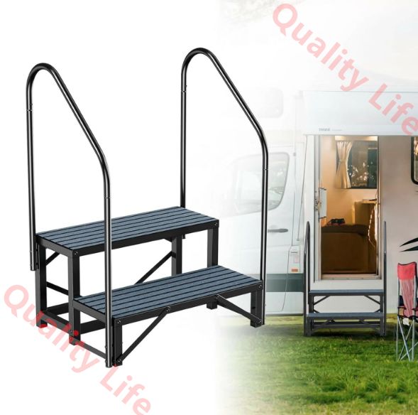 手すり付き踏み台 手すり両側 階段 はしご 踏台 ステップ台 鋼製 手すり 玄関 2|3|4段 玄関ステップ 高齢者用踏み台 滑り止めマット付き 軽量 昇降補助 段差解消 転倒防止 大人|子|長老供兼用 産業用 家庭用 倉庫用 2段