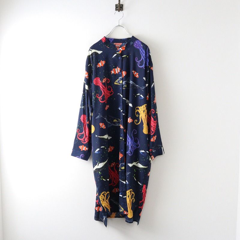 大きいサイズ ♥ マンナイン mannine ocean adventures sea navy large シャツワンピース 15｜ネイビー 2400014620153