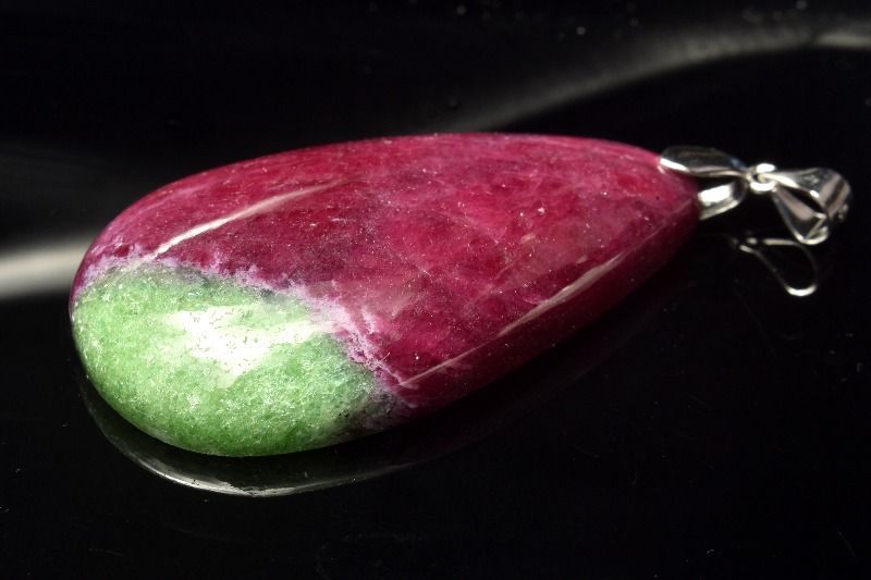 １点物 シルバー925 高品質 ルビーインゾイサイト 44x25mm ドロップ ペンダントトップ パワーストーン 天然石 _PC6317