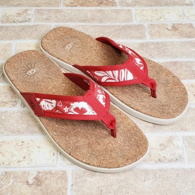 アグ UGG 総柄 キャンバス トングサンダル ビーチサンダル 26 コルク