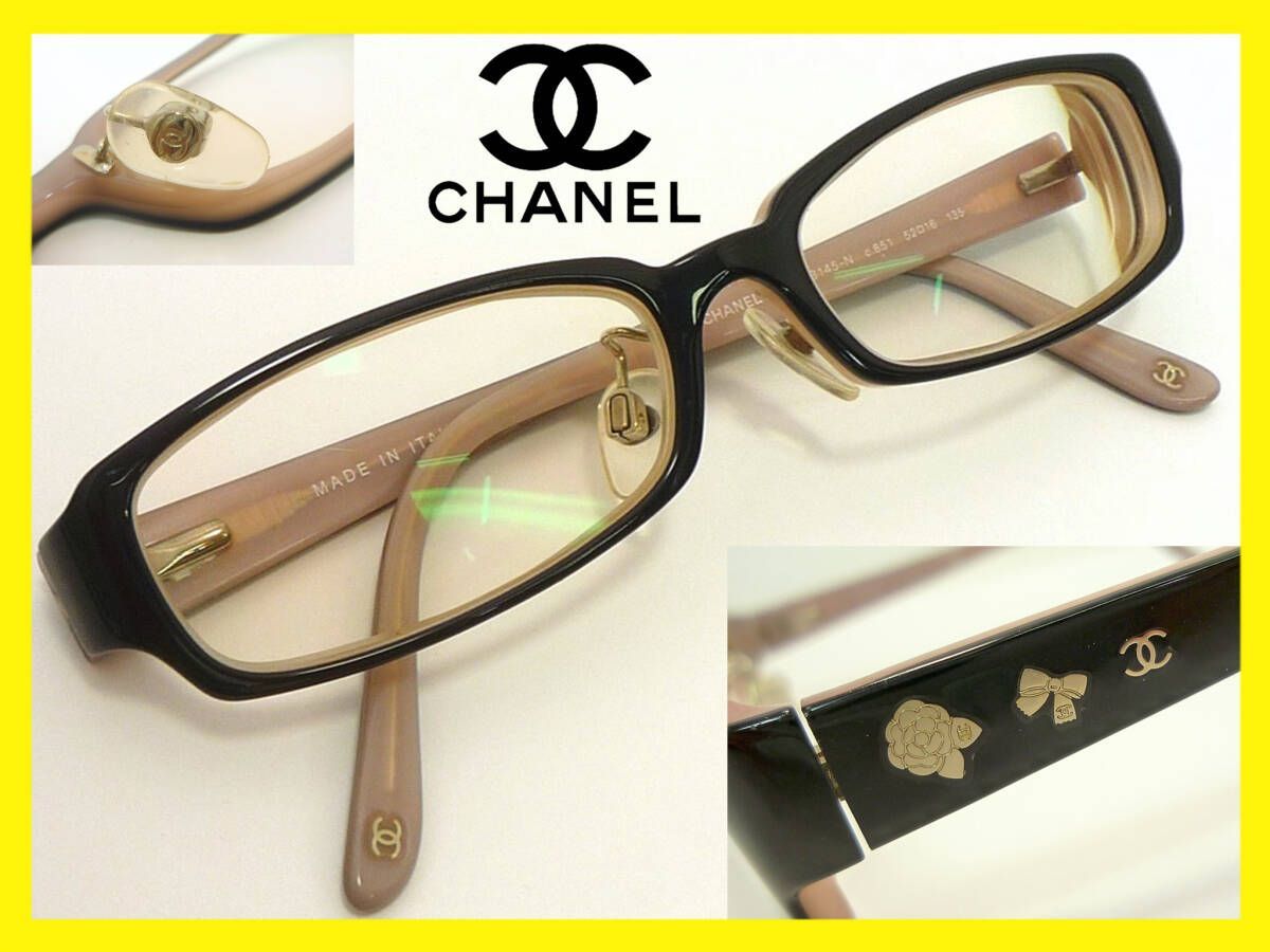 CHANEL シャネル CC カメリア リボン 眼鏡 度入り フレーム CHANEL シャネル CC カメリア リボン 眼鏡 度入り フレーム