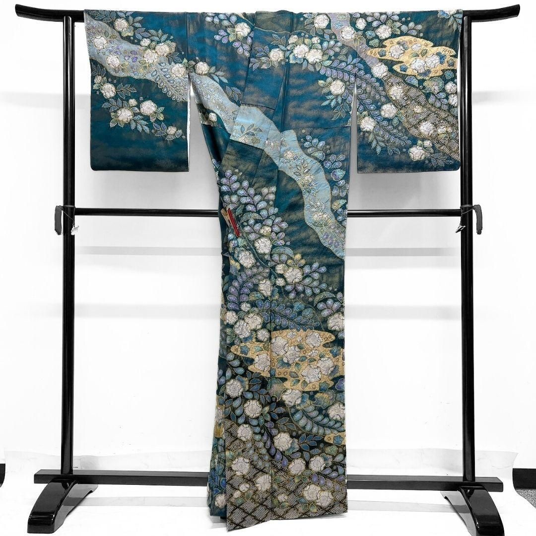 桐屋翠山工房 金通し 辻ヶ花 絞り 藤 訪問着 着物 103 p - メルカリ