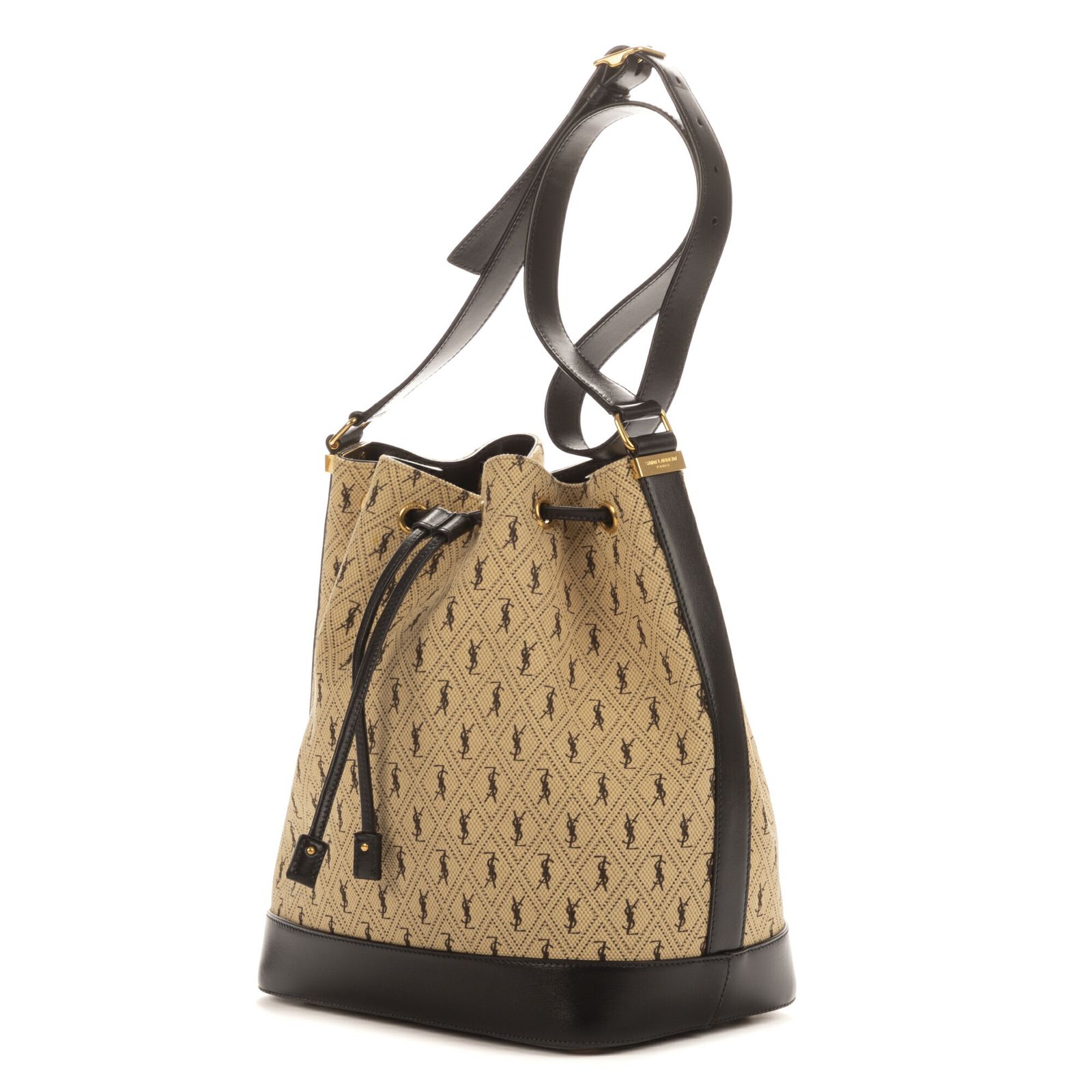 YVES SAINT LAURENT イヴサンローランバケットオールオーバーベージュオールオーバーキャンバスN