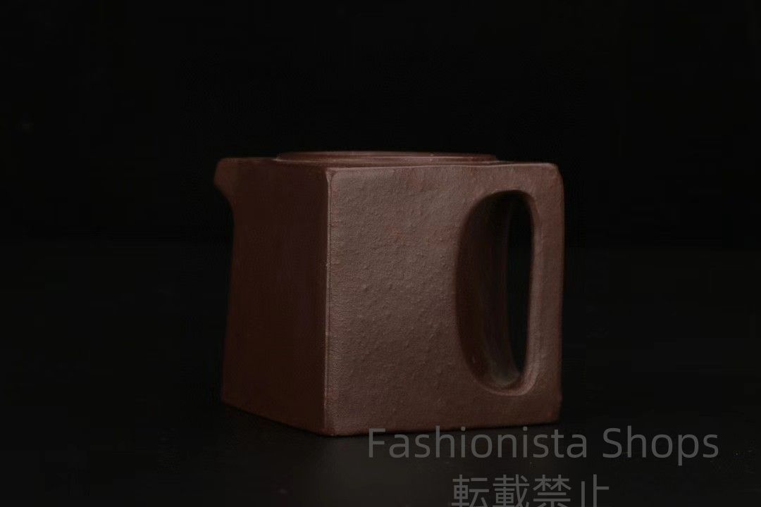 中国古玩 早期收集 ?四方壺?原鉱紫泥?紫砂手彫?茶壺? 酒壺? 急須? 茶道具 ptcp84