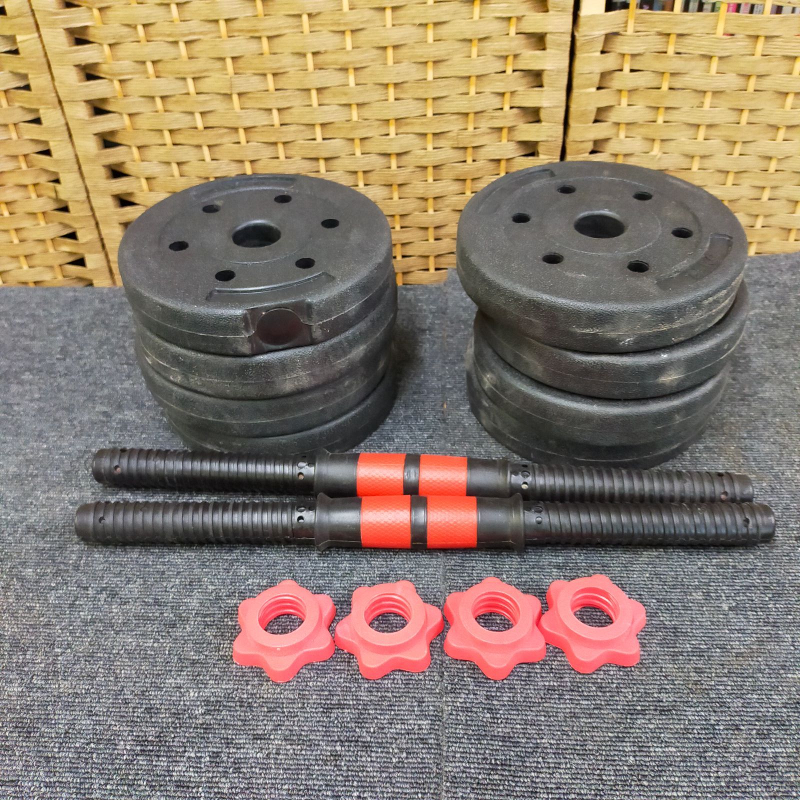 F01-20250225-001 1.25kg :8枚 10kg シャフト ダンベル シャフト等　700g 合計：10.7kg