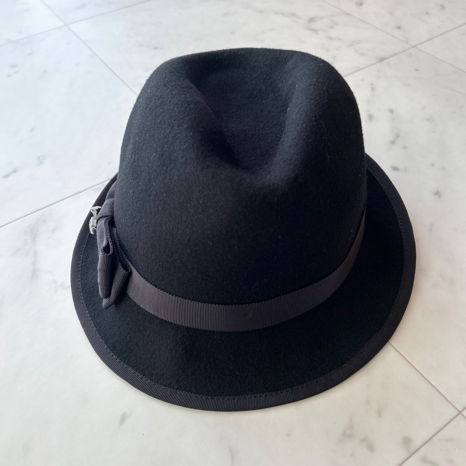 LANVIN sport ランバン リボン ビジュー付き フェルトハット ウール 中