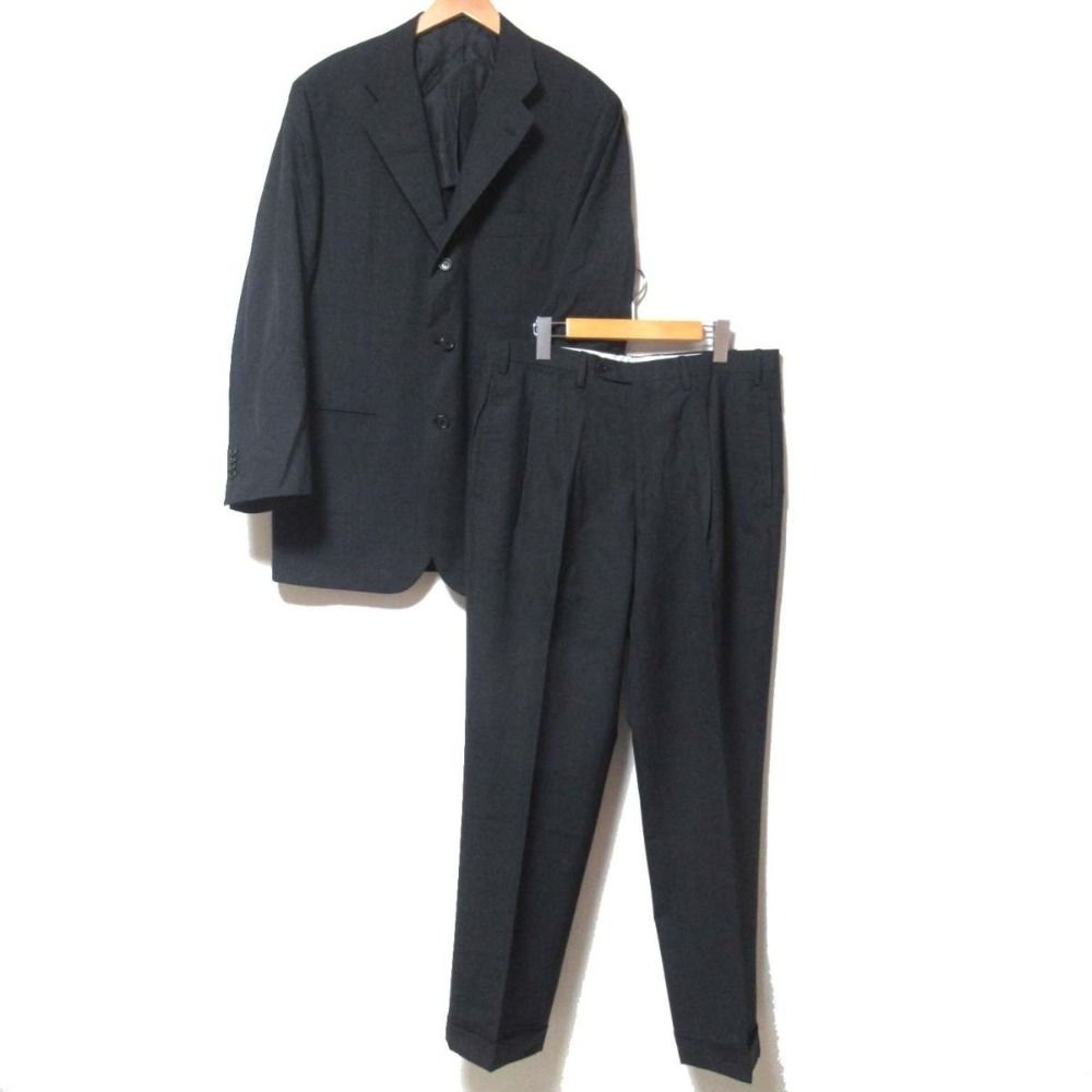 クリーニング済 美品 Kiton キートン テーラードジャケット+スラックスパンツ 3B シングルスーツ セットアップ チャコールグレー メンズ 古着 中古 USED