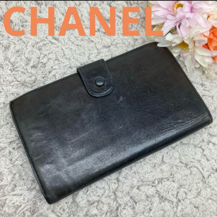使いやすい CHANEL シャネル ココマーク ラムスキン がま口 二つ折り長財布 ウォレット 札入れ 小銭入れ カード入れ ブラック レディース 通勤 通学 トラベル ビジネス カジュアル ブランド ロゴ 本物保証