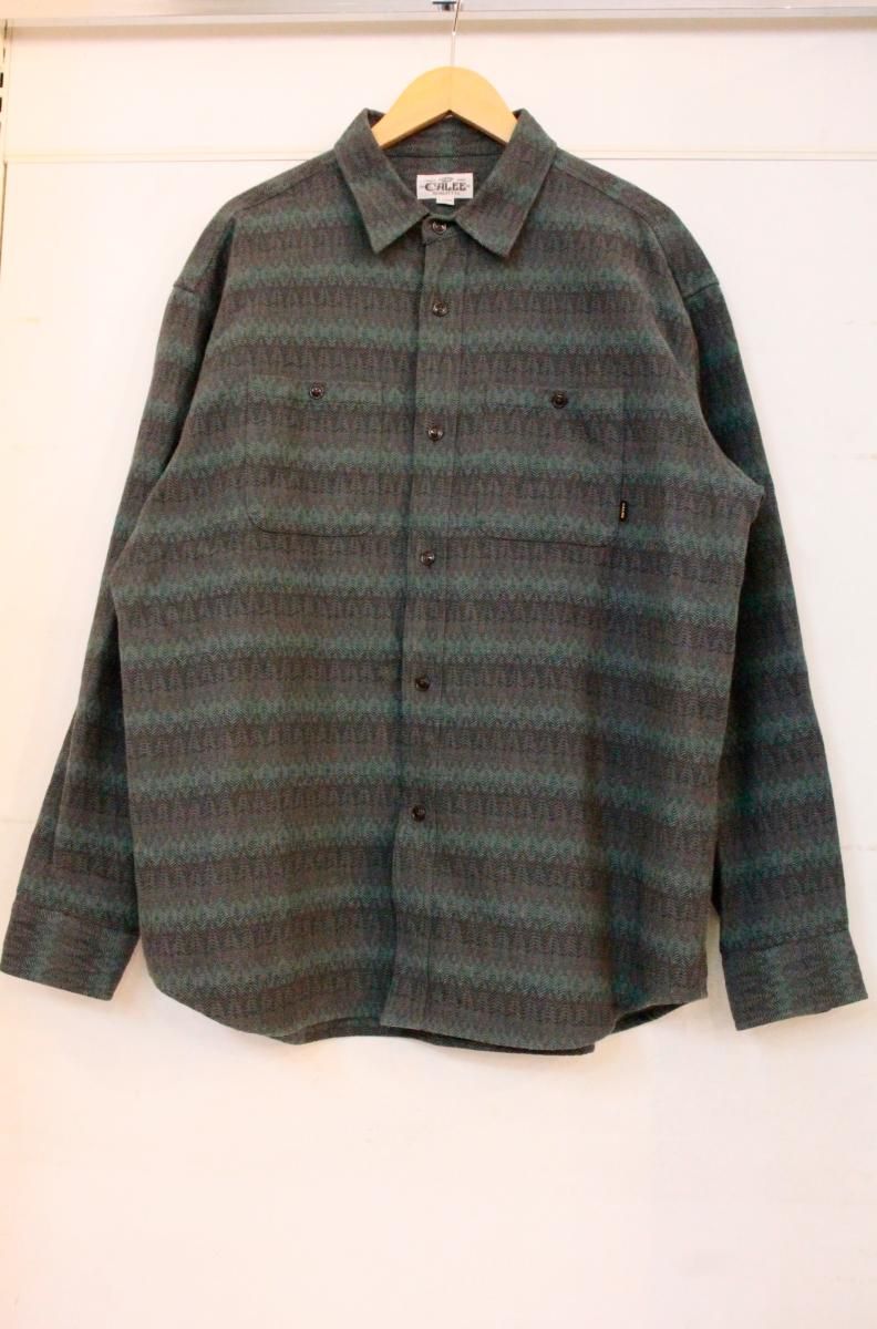  【中古】 CALEE メンズネルシャツ XL CALEE/長袖シャツ/XL/緑 グリーン 長袖シャツ