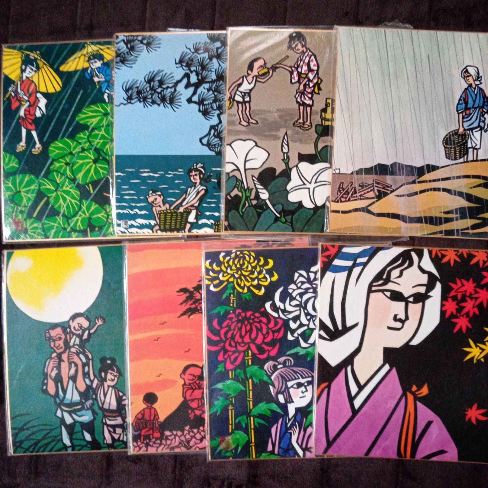 滝平二郎　色紙 限定品】 滝平二郎 きりえ 色紙6枚セット 直筆サイン入