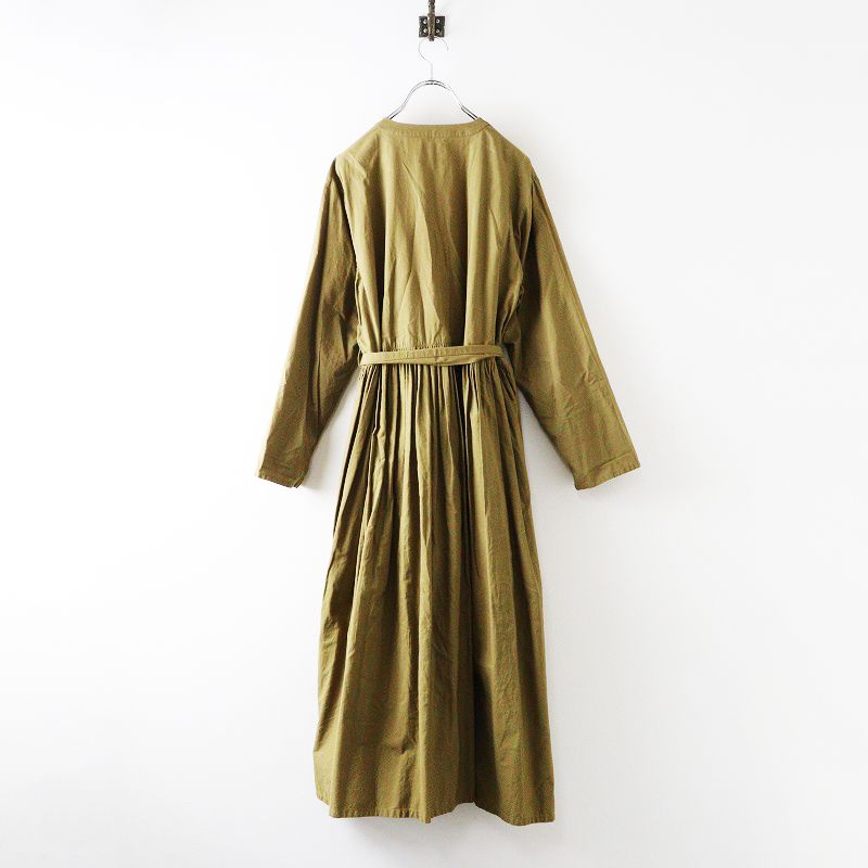 メゾンドソイル maison de soil ギャザー Ｖネック ワンピース 2｜カーキベージュ トップス ベルト付き