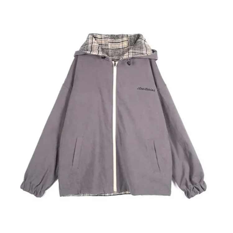 チェック チェック パーカー シャツ レディース 両面用 ジップ