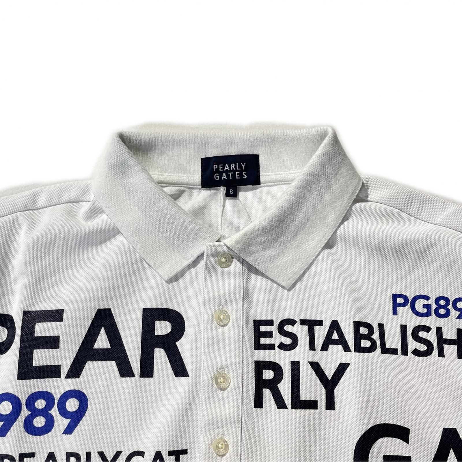 11月入荷 メンズ パーリーゲイツ PEARLY GATES 半袖ポロシャツ 6 LL 白 ホワイト 鹿の子 赤字覚悟の大特価。