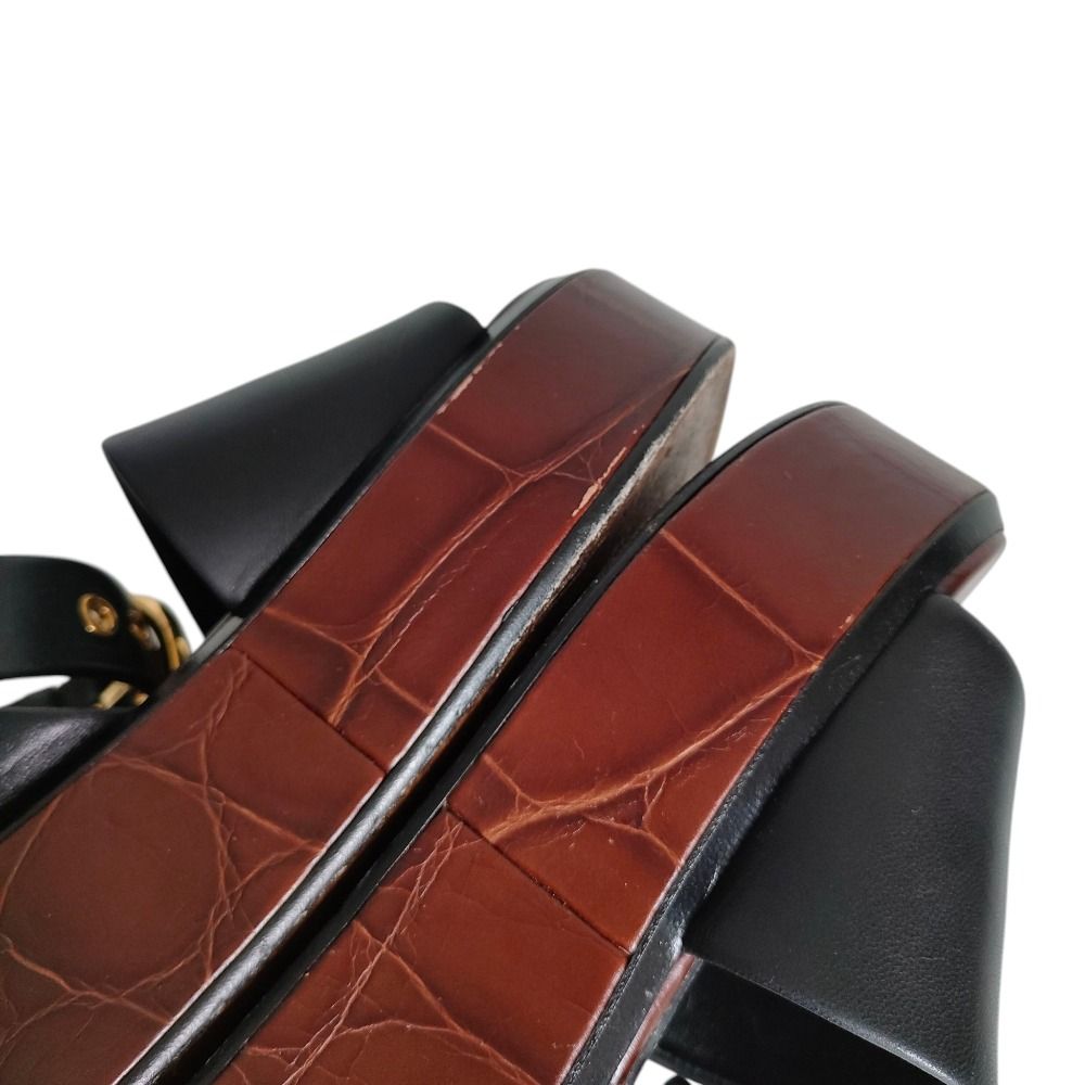 CELINE フィービー期 レザーベルト 金具 ブラック 専用巾着袋付き M 美品 CELINE セリーヌ フィービー期 レザー プラットフォーム