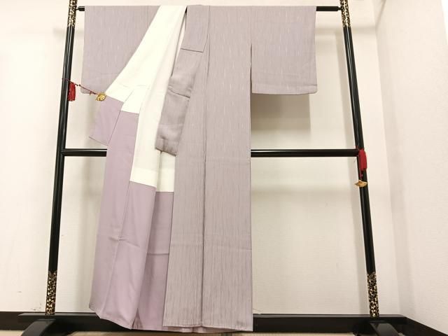 平和屋着物▽上質な色無地 単衣 吉祥地紋 鶯色 正絹 逸品