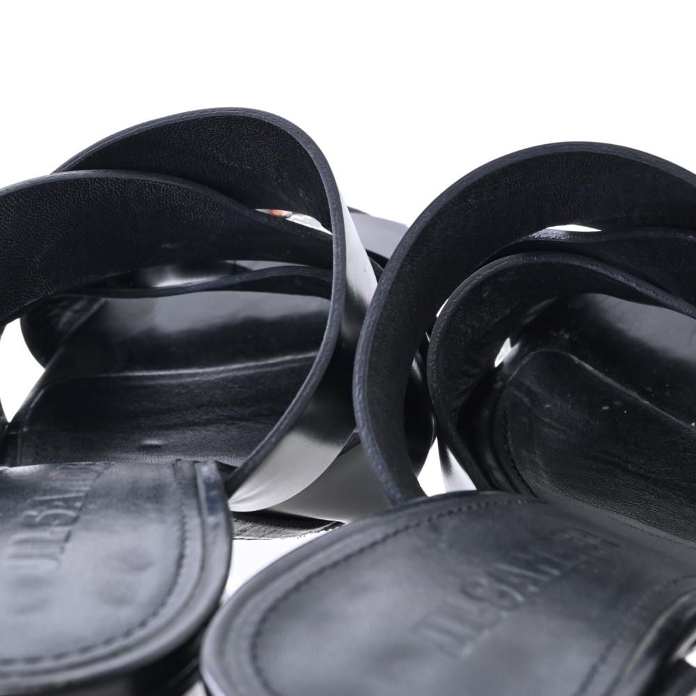 JIL SANDER チャンキーヒール レザー サンダル 36 ブラック ジル