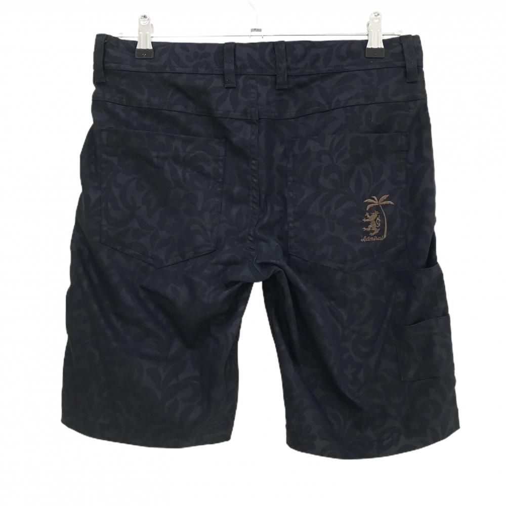 超美品】アドミラル ハーフパンツ 黒 花柄×リーフ柄地模様